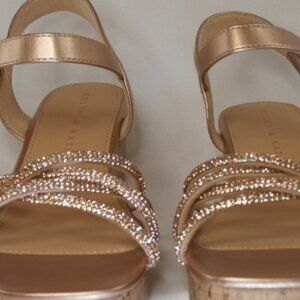 Kelly & Katie Rose Gold Rhinestone Wedge Sandals ✨